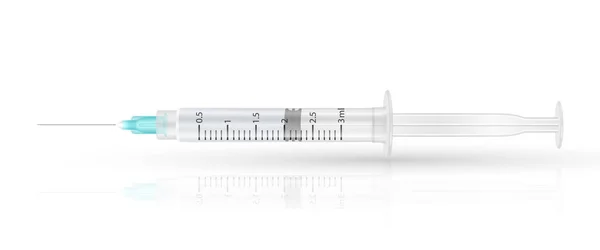 Vector 3d Realistic Blank Empty Syringe Icon Closeup Isolated on White Backgound. 의학 개념, 설계 템플릿, 모크 업, 백신 과 백신 접종 — 스톡 벡터