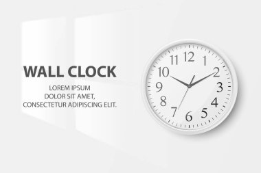 Beyaz Arkaplan 'da Beyaz Çevre Kapalı Beyaz Kapalı Beyaz Kapaklı Basit Round Beyaz Ofis Saati. Tasarım Şablonu, Marka Model, Reklam. Ön Görünüm