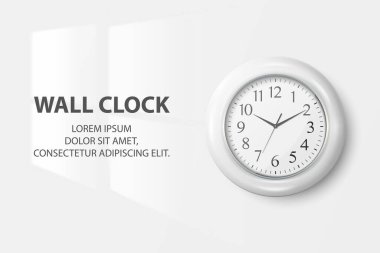 Beyaz Arkaplan 'da Beyaz Çevre Kapalı Beyaz Kapalı Beyaz Kapaklı Basit Round Beyaz Ofis Saati. Tasarım Şablonu, Marka Model, Reklam. Ön Görünüm