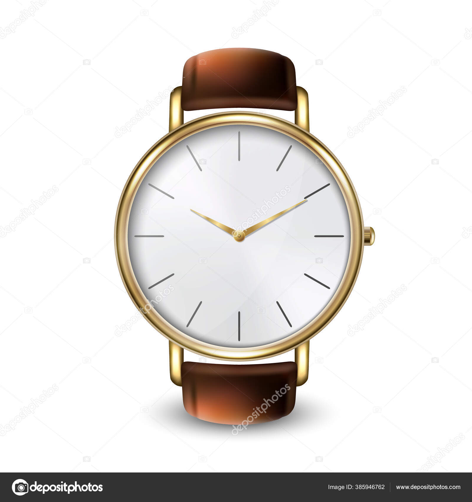 3d vector realista dorado clásico vintage unisex reloj de pulsera