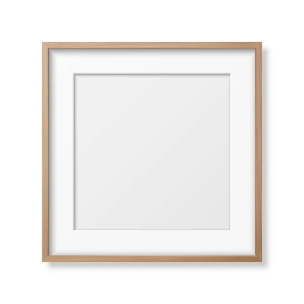 Vector 3d realista cuadrado marrón madera simple marco moderno icono primer plano aislado sobre fondo blanco. Se puede utilizar para presentaciones. Plantilla de diseño para Mockup, Vista frontal — Vector de stock