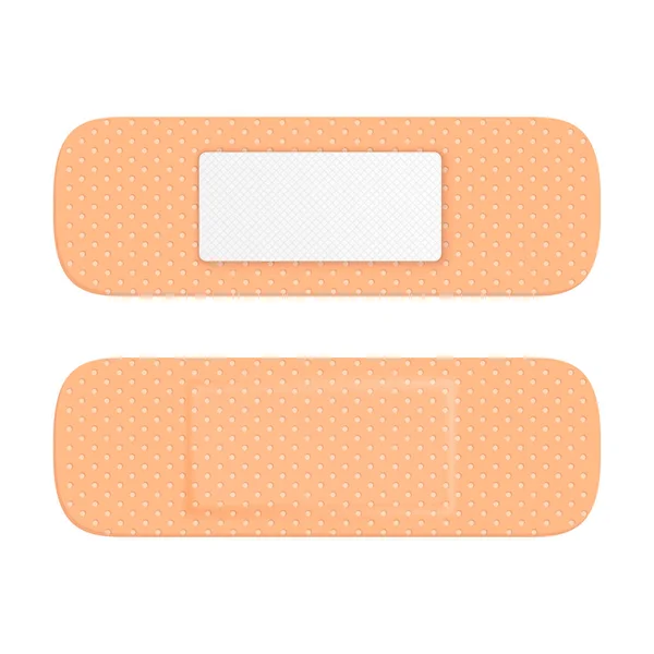 Vector 3D Realistic Medical Patch Icon Set Nahaufnahme Isoliert auf weißem Hintergrund. Design Template Adhesive Banage Elastic Medical Gips. Ansicht von oben — Stockvektor