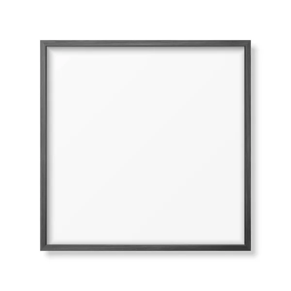 Vector 3d Realistic Square Black Wooden Simple Modern Frame Icon Closeup Isolated on White (англійською). Його можна використовувати для презентацій. Дизайн шаблон для Mockup, вид спереду — стоковий вектор