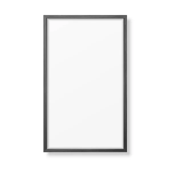 Vector 3d realista vertical negro madera simple marco moderno icono primer plano aislado en blanco. Se puede utilizar para presentaciones. Plantilla de diseño para Mockup, Vista frontal — Vector de stock