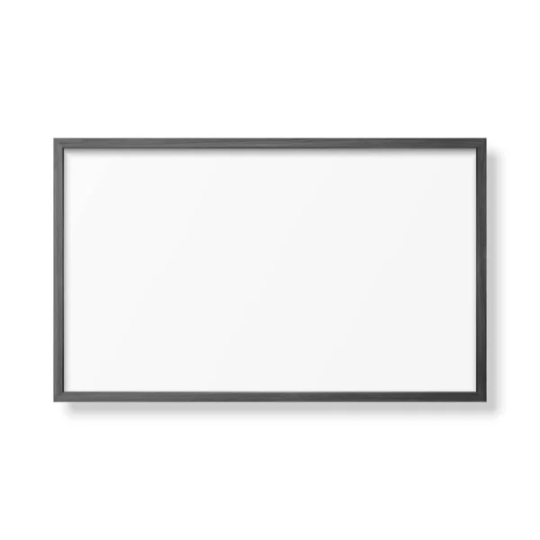 Vector 3d realista horizontal negro madera simple marco moderno icono primer plano aislado en blanco. Se puede utilizar para presentaciones. Plantilla de diseño para Mockup, Vista frontal — Vector de stock