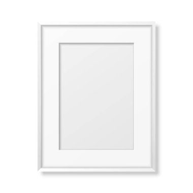 Vektör 3d Gerçekçi A4 Beyaz Ahşap Basit Modern Çerçeve Kapatma Beyaz üzerine izole edildi. Sunumlar için kullanılabilir. Mockup için Tasarım Şablonu, Ön Görünüm