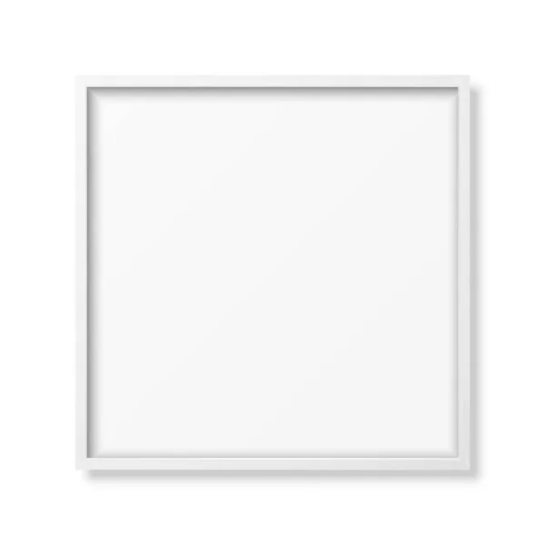 Vector 3d Realistic Square White Wooden Simple Modern Frame Icon Closeup Isoliert auf Weiß. Es kann für Präsentationen verwendet werden. Design-Vorlage für Mockup, Frontansicht — Stockvektor