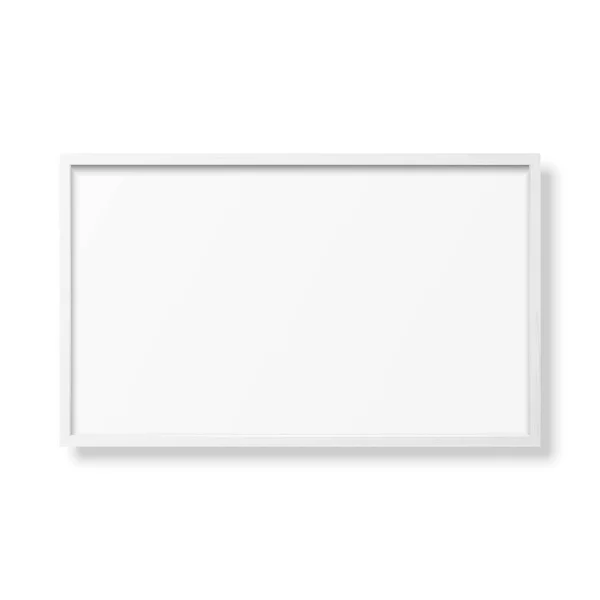 Vektor 3d Realistisk horisontell vit trä enkel modern ram ikonen Närbild Isolerad på vitt. Den kan användas för presentationer. Design mall för Mockup, Front View — Stock vektor