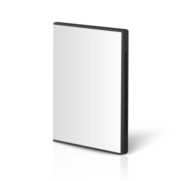 Caja de cubierta realista vectorial 3d para CD, DVD primer plano aislado sobre fondo blanco con reflexión. Plantilla de diseño para burla. CD Embalaje Copiar espacio — Vector de stock