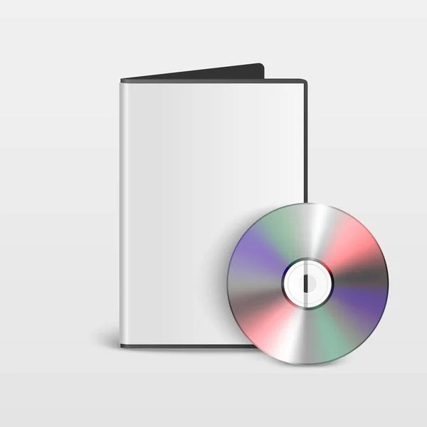 Vector 3d Realistische Opened CD, DVD met Cover Box Set Closeup Geïsoleerd op Witte Achtergrond met Reflectie. Ontwerp template voor Mockup. CD Packaging Copy Space. Vooraanzicht — Stockvector