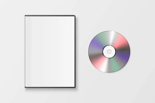 Vector 3d Realistic Closed CD, DVD z plastikową okładką Ustaw zbliżenie Izolowany na białym tle. Szablon projektu dla makiety. CD Packaging Kopiuj przestrzeń. Widok z góry — Wektor stockowy