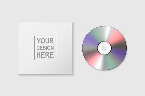 Vector 3d Realistic Closed CD, DVD with Paper Cover Box Set Closeup Isolato su sfondo bianco. Modello di design per Mockup. Spazio di copia CD Packaging. Vista dall'alto — Vettoriale Stock