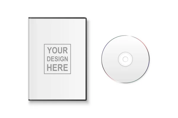 Vector 3d Realistic White Closed CD, DVD z plastikową okładką Ustaw zbliżenie Izolowany na białym tle. Szablon projektu dla makiety. CD Packaging Kopiuj przestrzeń. Widok z góry — Wektor stockowy