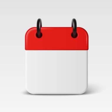 Vektör 3d Gerçekçi Kare Kırmızı ve Beyaz Takvim Simgesi. Red Top ve Blank Page ile takvim, izole edildi. Zamanlama Tasarım, Planlama, Olay Hatırlatma, Planlama Konsepti Tarih Sembolü. Ön Görünüm.