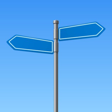 İki Boş Okla Vektör Boş Yol İşareti. Sokak İmza Şablonu. Navigasyon için boş rehber. Metin, Mesaj, Vektör İllüstrasyonu Yönlendirme Kurulu.