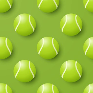 Yeşil Arkaplanda Yeşil Tenis Topları olan Kusursuz Şablon. Spor Duvar Kağıdı, Tenis Kumaşı, Spor Tekstili, Beyzbol Maçı Baskısı, Spor Resimleri, Tenis Tasarımı İçin Tenis Topu Şablonu.