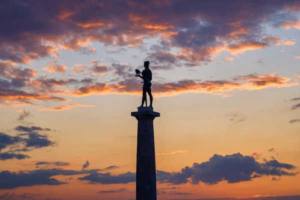 Silhouette Victor Monument Symbol Belgrade Beautiful Sunset Sky Background Belgrade — Stock Photo, Image