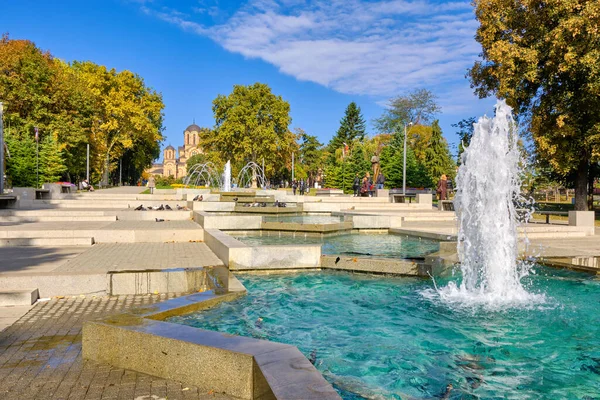 Belgrade Serbia September 2018 Tasmajdan Park Mark Church Background Belgrade — Stock Photo, Image