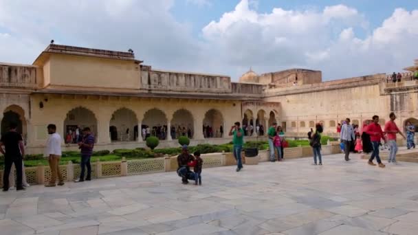 Jaipur Rajasthan India September 2019 Toeristen Bezoeken Paleis Het Amer — Stockvideo