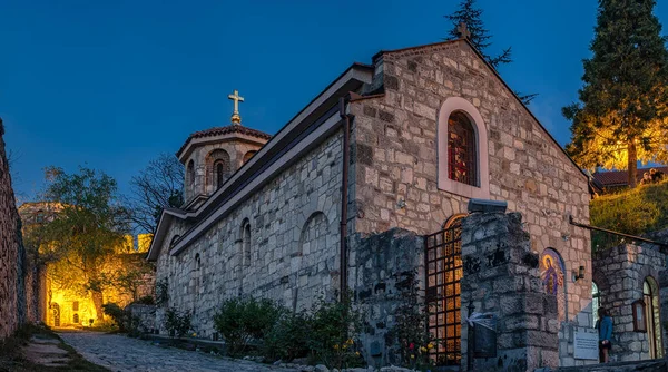 Belgrado Sérvia Abril 2019 Vista Noturna Igreja Petka Parque Kalemegdan — Fotografia de Stock
