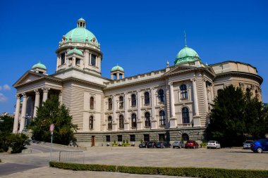 Belgrad / Sırbistan - 16 Eylül 2018: Sırbistan Cumhuriyeti Ulusal Meclisi, Sırbistan Parlamentosu Belgrad 'da, Sırbistan' ın başkenti