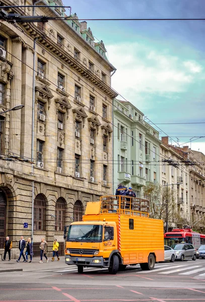 Belgrad Serbien März 2020 Arbeiter Des Öffentlichen Verkehrsunternehmens Gsp Beograd — Stockfoto