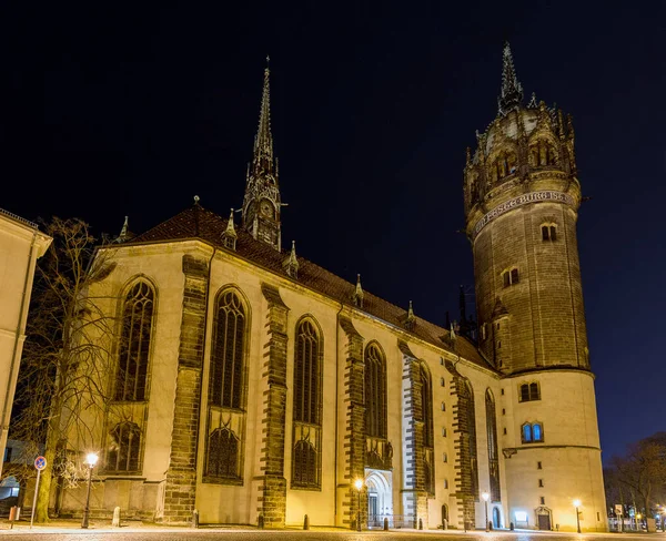 Wittenberg Germany February 2017 Νυχτερινή Θέα Της Εκκλησίας Των Αγίων — Φωτογραφία Αρχείου
