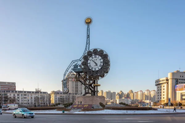 Tianjin China Febrero 2016 Reloj Tianjin Century Situado Lado Oeste —  Fotos de Stock