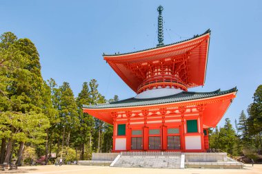 Koya, Wakayama Bölgesi / Japonya - 29 Nisan 2018: Danjo Garan Budist Tapınağı kompleksi Koyasan, Japonya