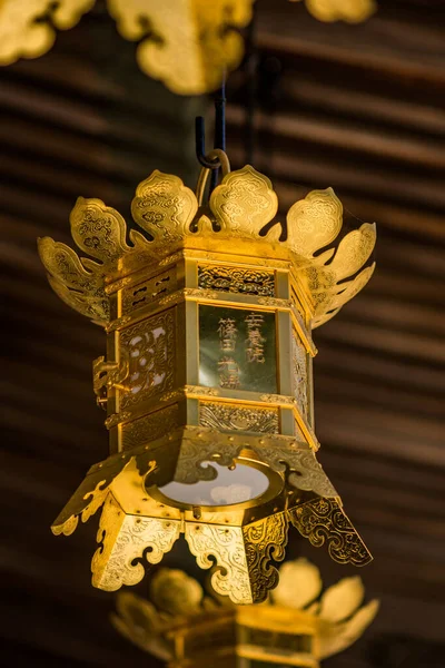 Golden Lantern Ancient Buddhist Temple Buddhist Sanctuary Koya Mountain Wakayama — Stock Photo, Image