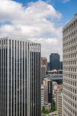 1 Ağustos 2022 'de Güney Kore' nin başkenti Seul 'ün panoramik şehir manzarası