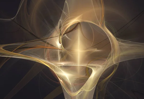 Fractals, an abstract Golden star with a transparent mantle on a black background