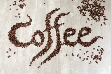 kahve kelime için sabah uyanmak için içme aroma fasulye yapılmıştır