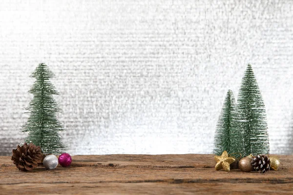 Christmas New Year Gift Present Pine Tree Background Celebrate Time — Stock Photo, Image