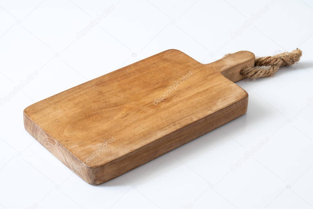 chop board wood on white background without depth of field 