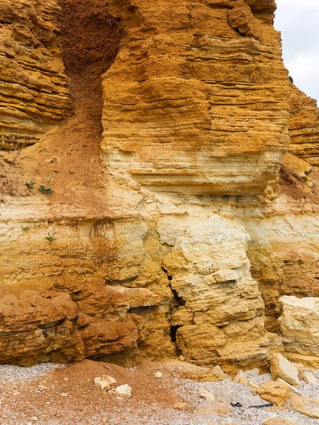 Ørken Landskab Med Flerfarvet Gul Grøn Blå Ler Forekomster Mineraler - Stock-foto