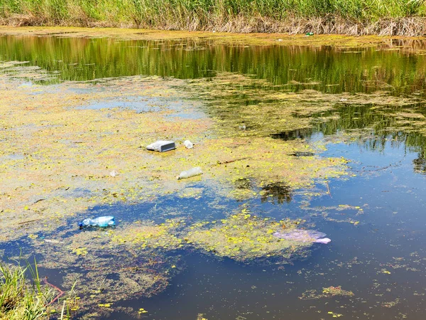 Poluição Água Águas Residuais Poluição Ambiente Contaminação Química Biológica Desastre — Fotografia de Stock