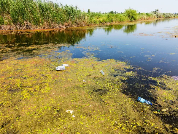 Poluição Água Águas Residuais Poluição Ambiente Contaminação Química Biológica Desastre — Fotografia de Stock