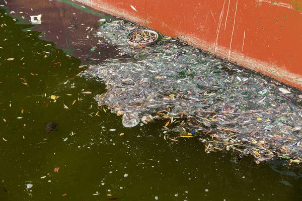 Basura Agua Del Canal Aguas Residuales Problema Ecológico Contaminación Del —  Fotos de Stock