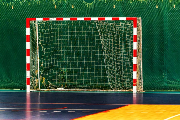 Turnhalle Zum Spielen Von Futsal Mini Fußball Faltparkett Auf Dem — Stockfoto