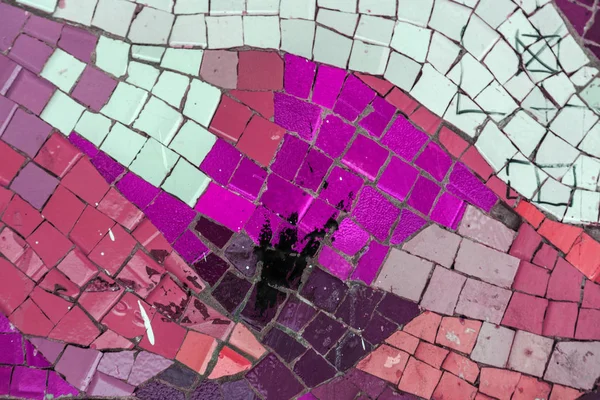 Detalle Hermoso Edificio Mosaico Cerámica Abstracta Desmoronándose Mosaico Veneciano Como — Foto de Stock
