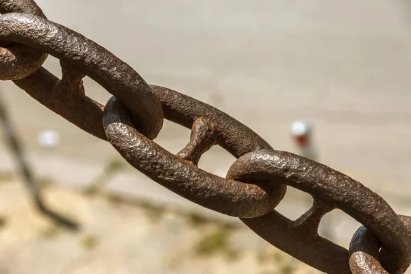 Old Rusty Metal Chain Anchor Ship Giant Heavy Steel Chain — Stock Photo, Image