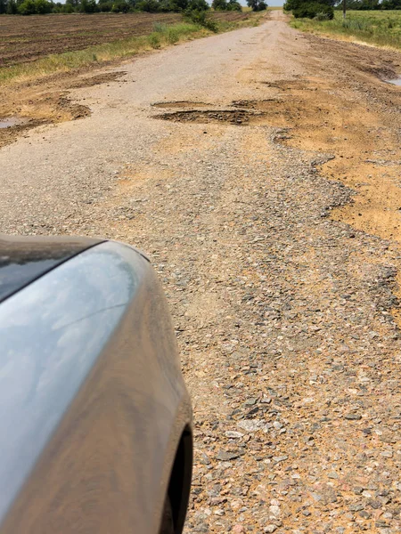 Camino Asfalto Dañado Con Baches Causados Por Congelación Ciclo Deshielo —  Fotos de Stock