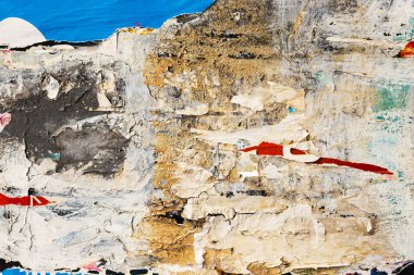 Vintage Billboard yırtık Poster, kağıt, reklamlar, çıkartmalar geniş arka plan veya doku ile. Kentsel yaratıcı duvar kağıdı tasarımı için. Soyut Web Banner. Posterler, kağıt yaratıcı olarak grunge eski duvarlarda kalıntıları