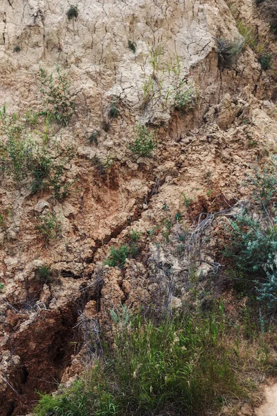 Ζώνη Κατολίσθησης Στην Ακτή Της Μαύρης Θάλασσας Βράχος Από Όστρακο — Φωτογραφία Αρχείου