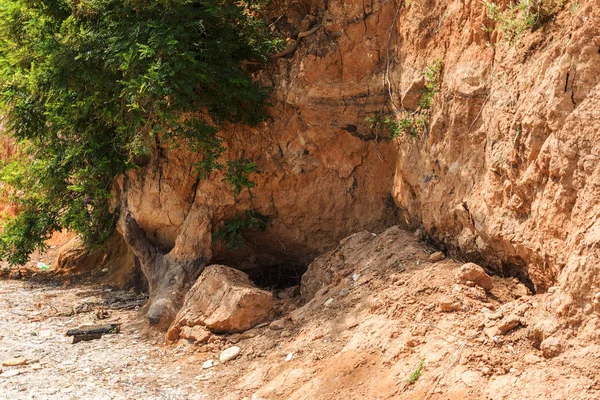 Zona Longsor Pantai Laut Hitam Batu Karang Kerang Laut Zona — Stok Foto