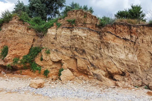 Karadeniz Kıyısındaki Heyelan Bölgesi Deniz Taşı Kabuğu Yağmur Mevsiminde Doğal — Stok fotoğraf