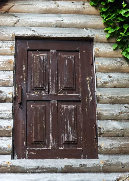 Старая Деревянная Дверь Древний Антикварный Деревянный Старой Стене Древняя Декоративная — стоковое фото