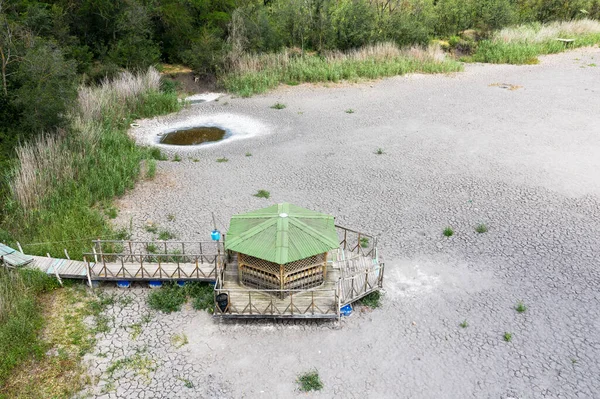 Hierba Fondo Seco Del Lago Álcali Verano Sequía Anormal Desastre —  Fotos de Stock