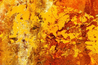 Arka plan beton duvar, yıpranma izleri yıpranmış duvar hasarlı eski boya. Boyalı beton yüzeyde eski boya kalıntıları var. Pis beton yüzey. 